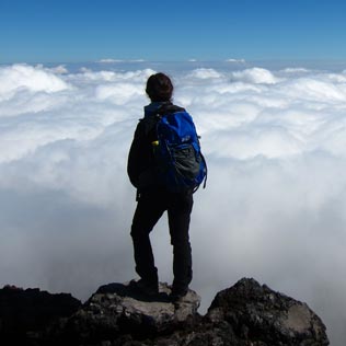 Lucie Raynal at the top of the Tongariro Alpine Crossing.